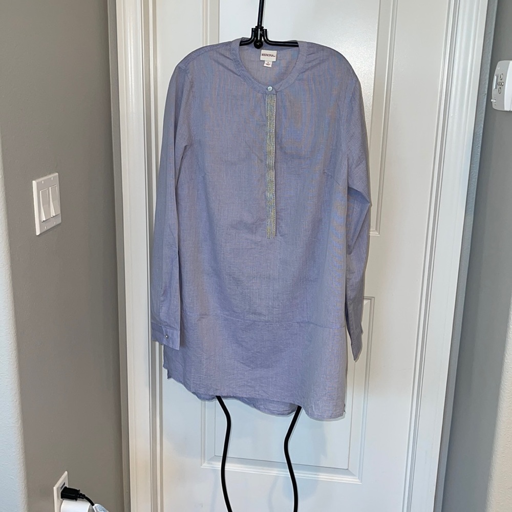Merona Tunic Lightweight Front Buttons with Beaded Detail Blouse 👚